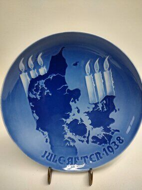 Vintage 1938 Bing & Grondahl Blue Plate Candles Denmark 7" B &G Danmark